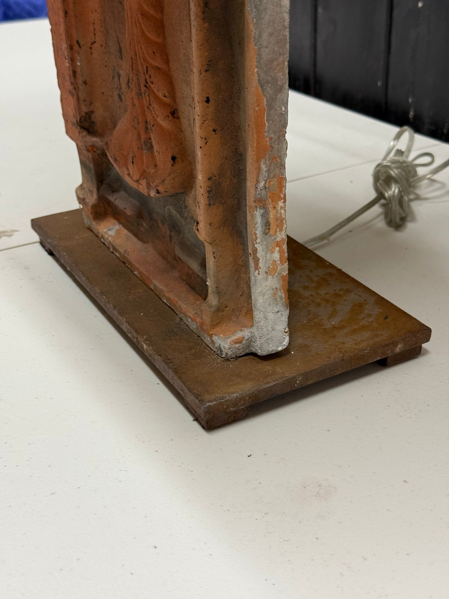 French 19th Century Cast Iron Panel Lamp