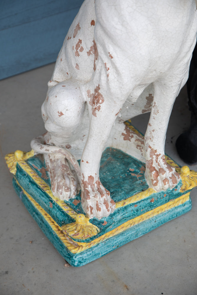 Pair of Italian Majolica Hounds - A Pair