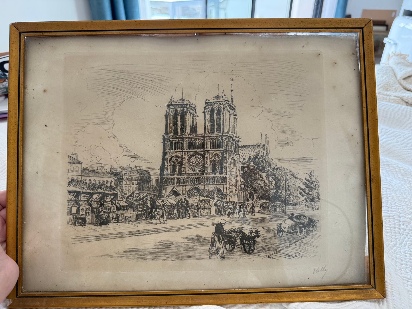 Notre-Dame de Paris, 1944 – Signed Vintage Etching by Kelly