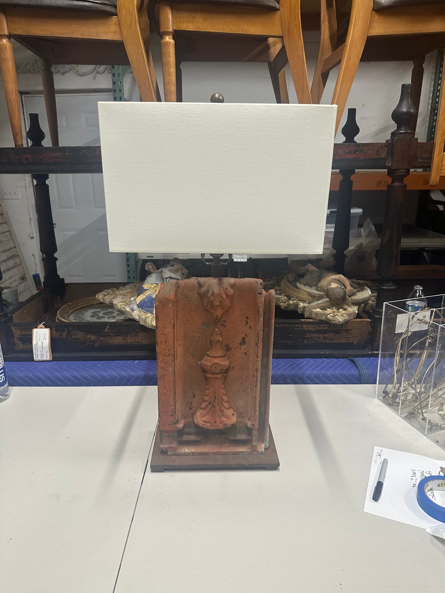 French 19th Century Cast Iron Panel Lamp