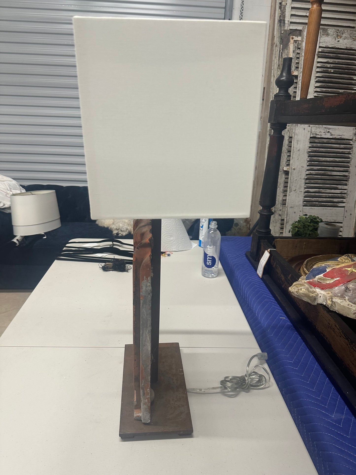 French 19th Century Cast Iron Panel Lamp