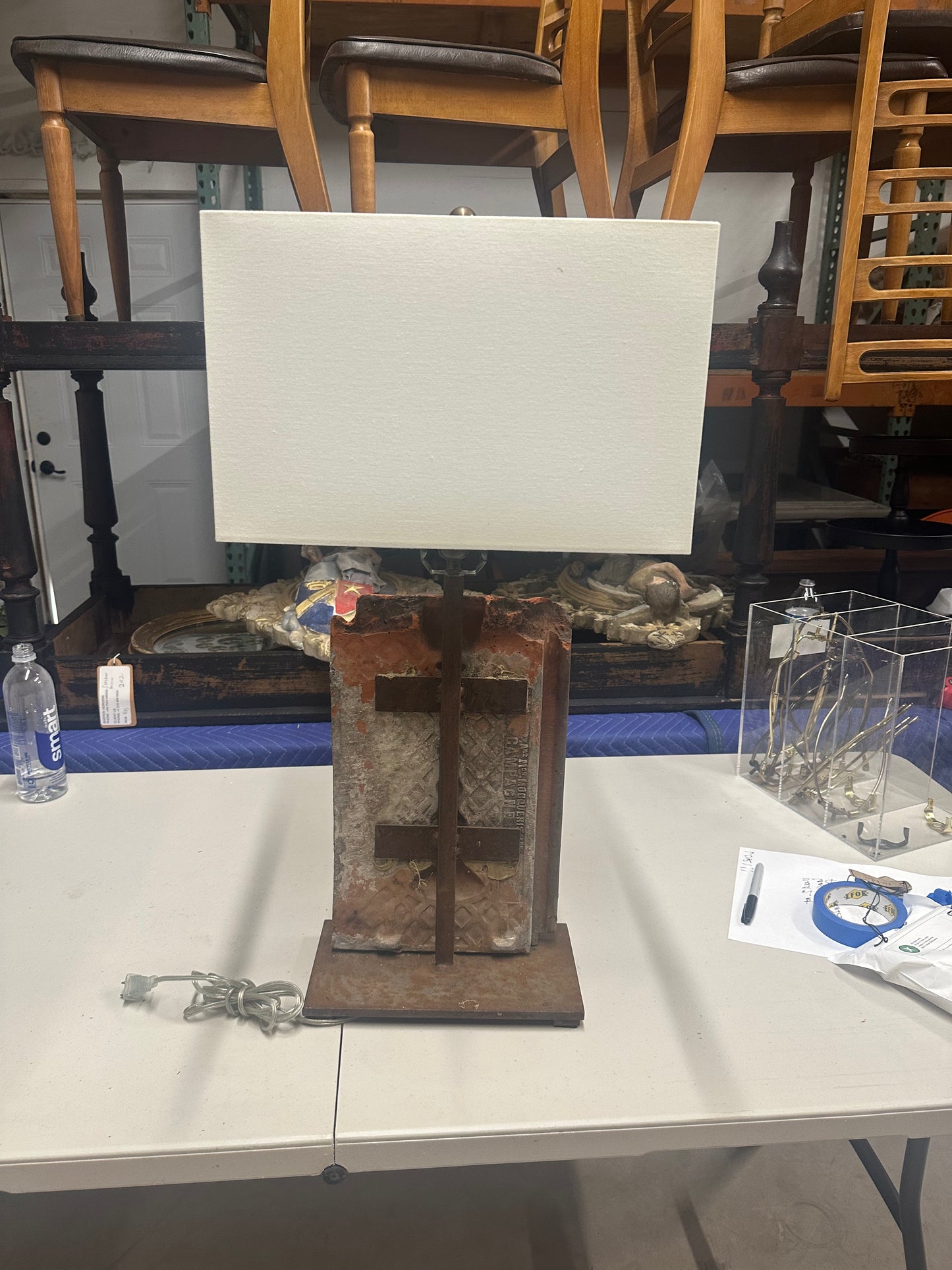 French 19th Century Cast Iron Panel Lamp