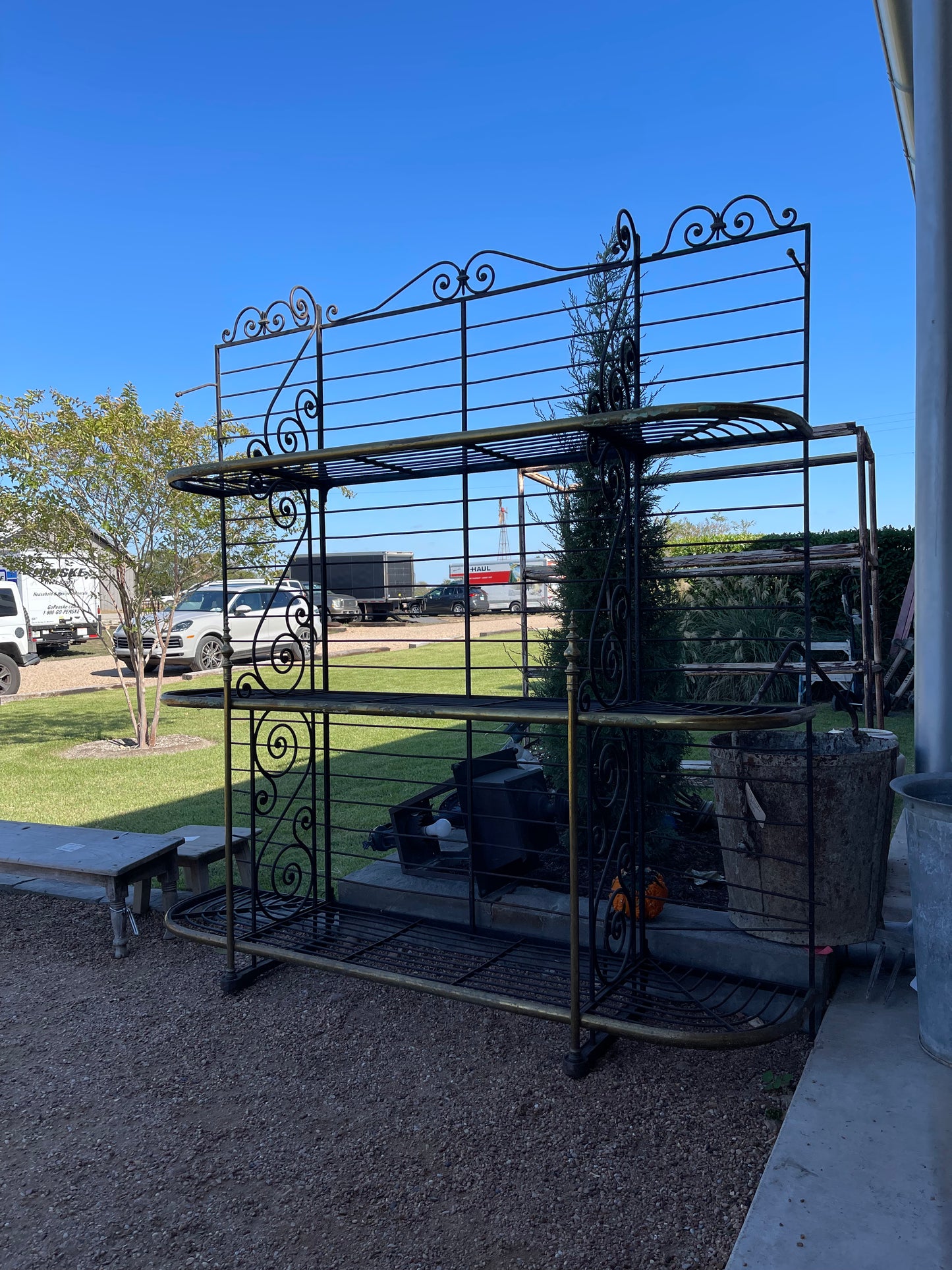 Vintage French Brass and Wrought Iron Baker’s Rack 1920s