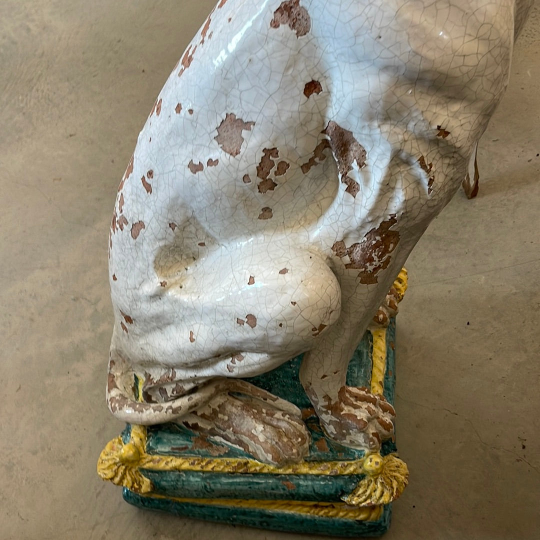 Pair of Italian Majolica Hounds - A Pair