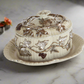 Biedermeier Mettlach Villeroy and Boch Fluted Stoneware Butter Dish