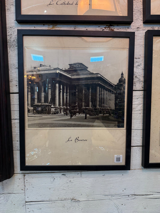 Framed French Black and White Architectural Photographs of Europe Circa 1905