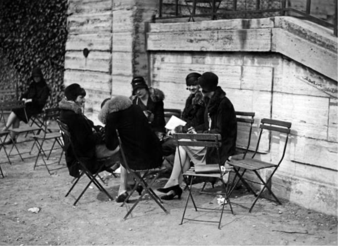 Authentic Jardin du Louvre Folding Chairs and Table Circa 1920s