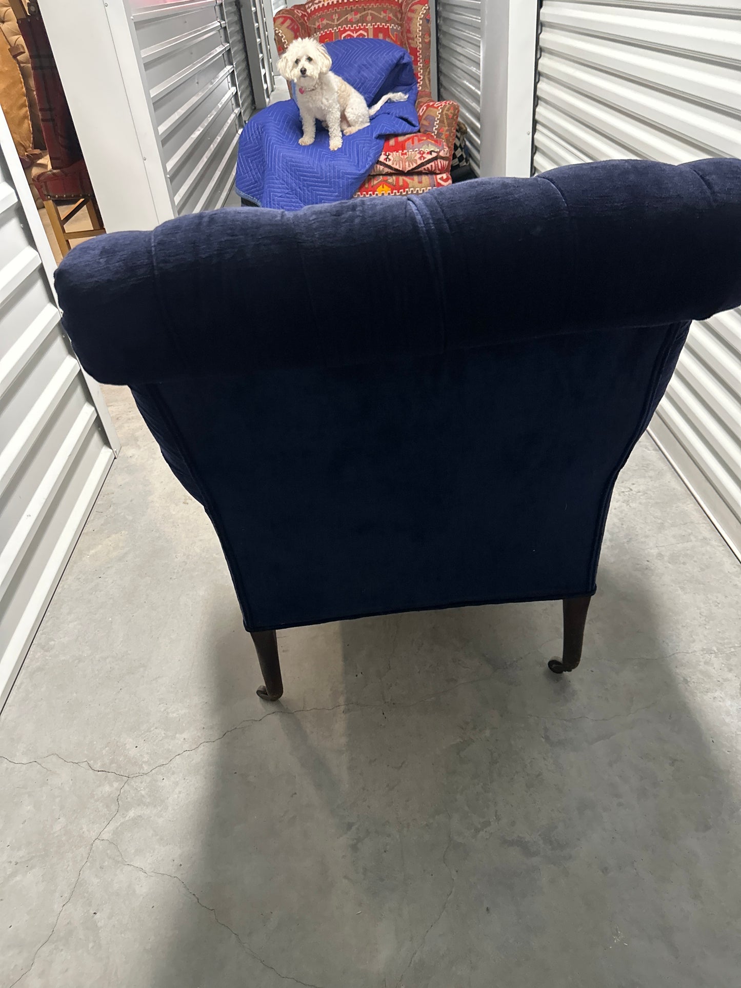 Blue Velvet Chaise Lounge