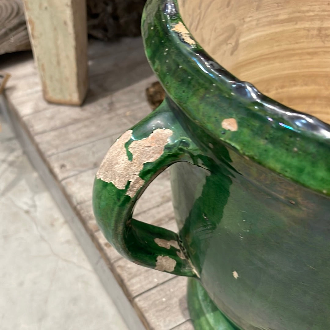 Green Glazed Cache Pot