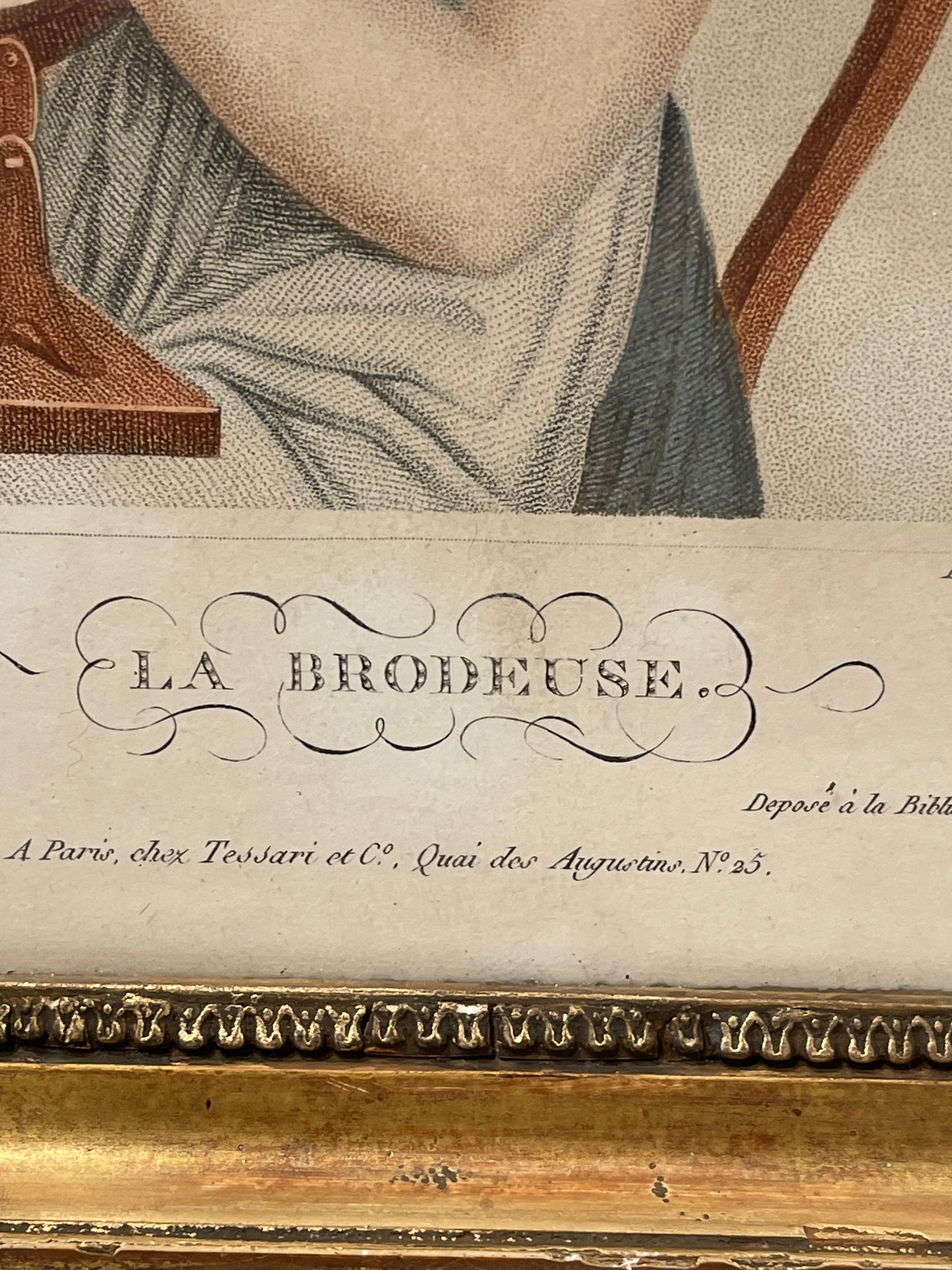 La Brodeuse French Copper Engraving Framed Sold Individually