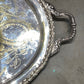 English Late 1800s Heavy Gauge Silver Plate Oval Engraved Tray