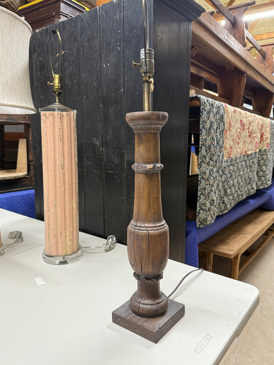 Wood Carved Table Lamp
