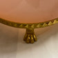 Vintage Alexandrite Pink Opaline Glass Ashtray with Bronze Mount and Bronze Lion Feet