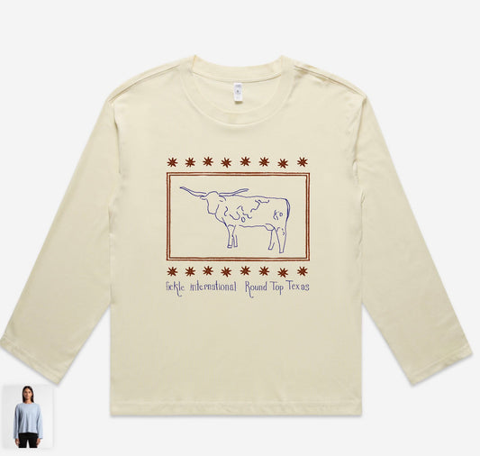 Fickle Long Sleeve Longhorn Design T-Shirt