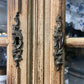 19th Century French Hutch with Glass Doors 3 Drawers with Brass Handles Blue Inside