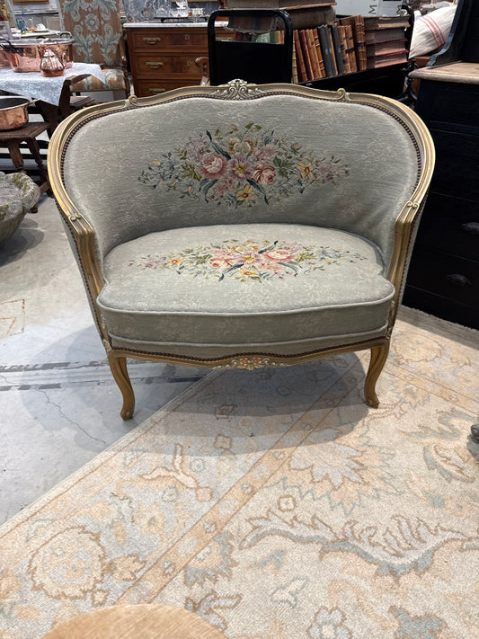 Louis XVI Needlepoint Chair and a Half or Setee