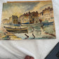 Vintage European Waterfront Watercolor by Jean Salemme – Signed, 1977