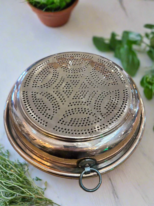 12” Vintage Copper Sieve Colander Passoire