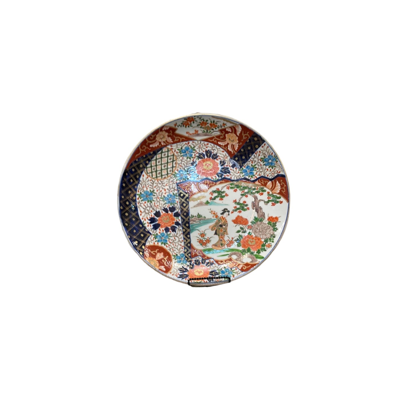 Meiji Imari Charger with Geisha Girl in Garden with Chrysanthemums and Anemones