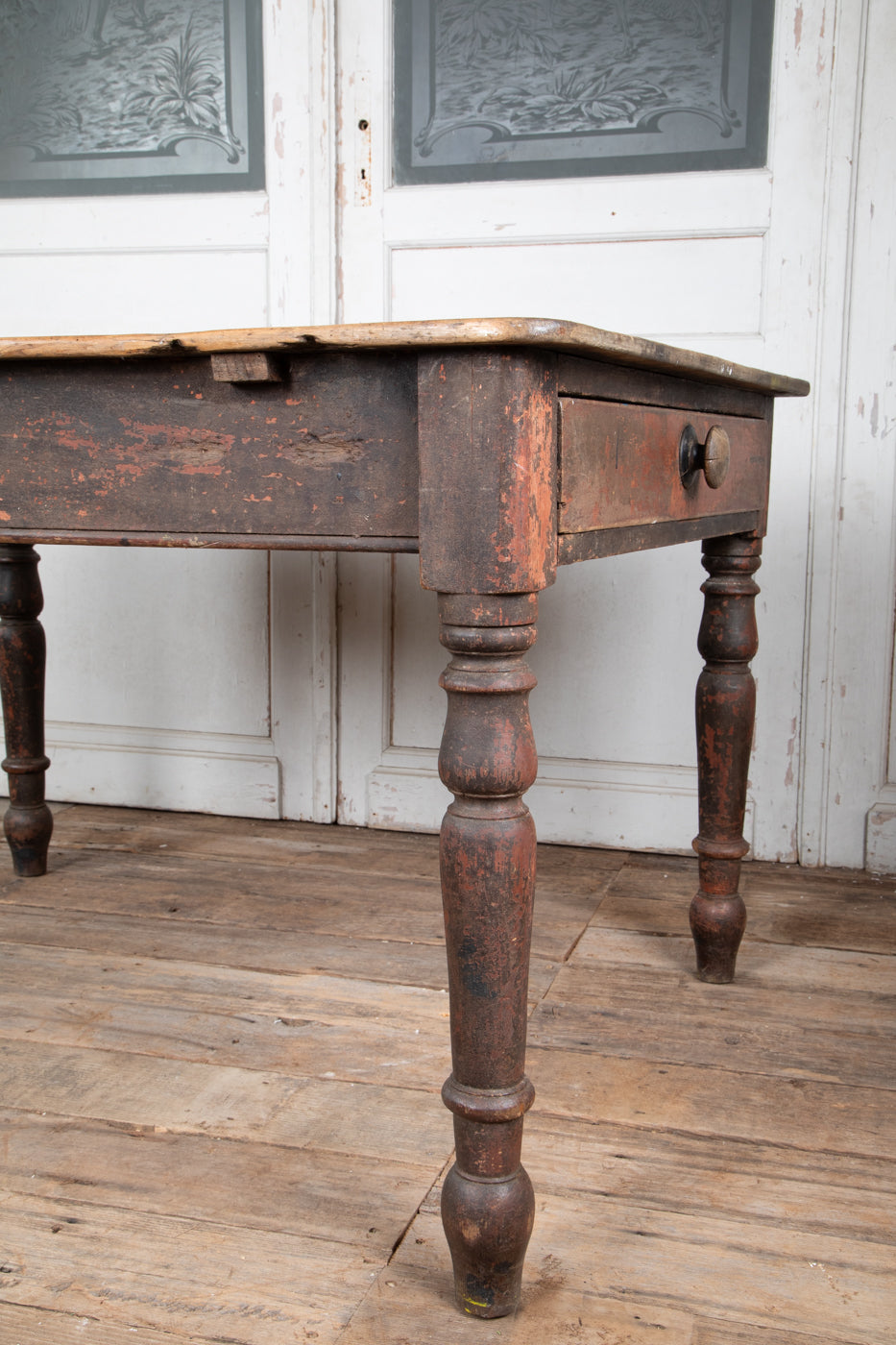 French Oak Table with Turned Legs