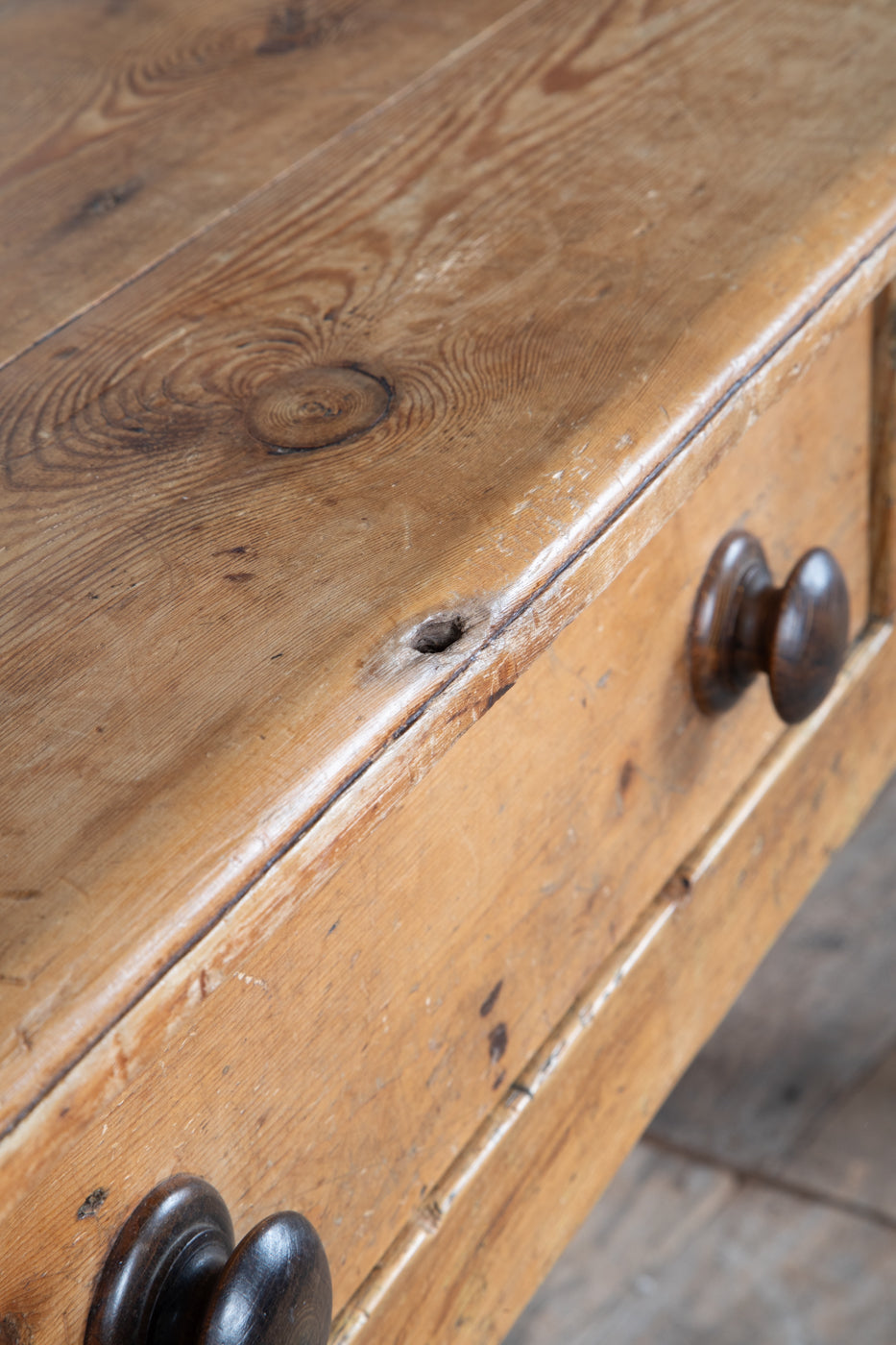 Pine Farmhouse Table with 2 Drawers