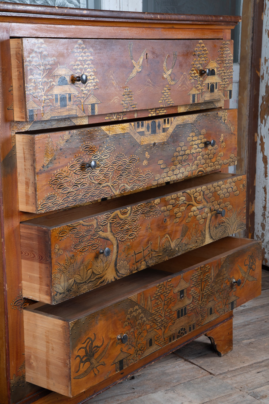 French Chinoiserie Painted Chest of Drawers