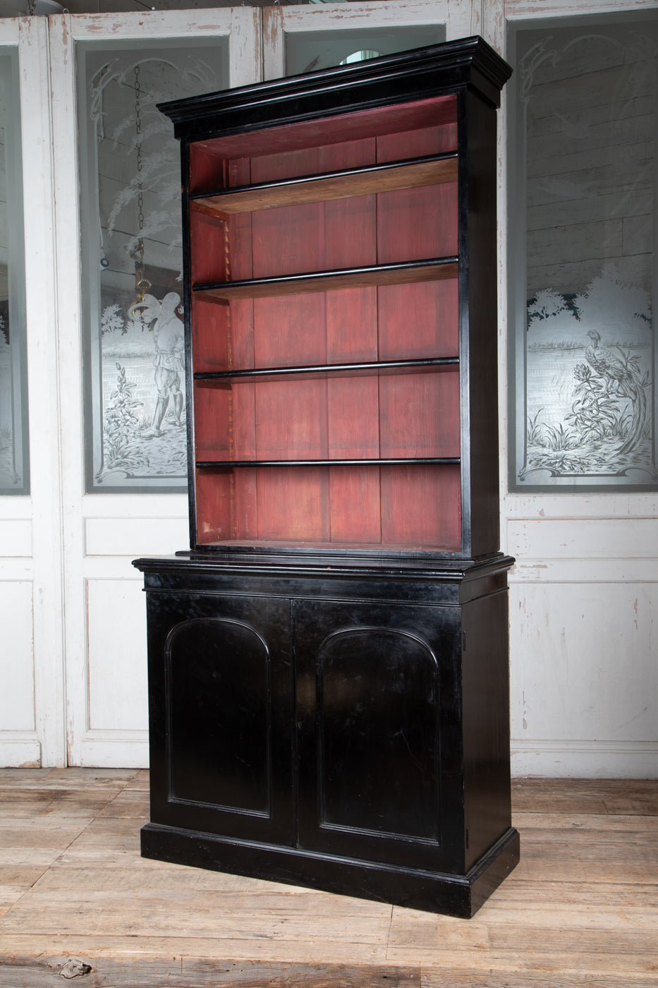 Victorian Ebonized Glazed Bookcase