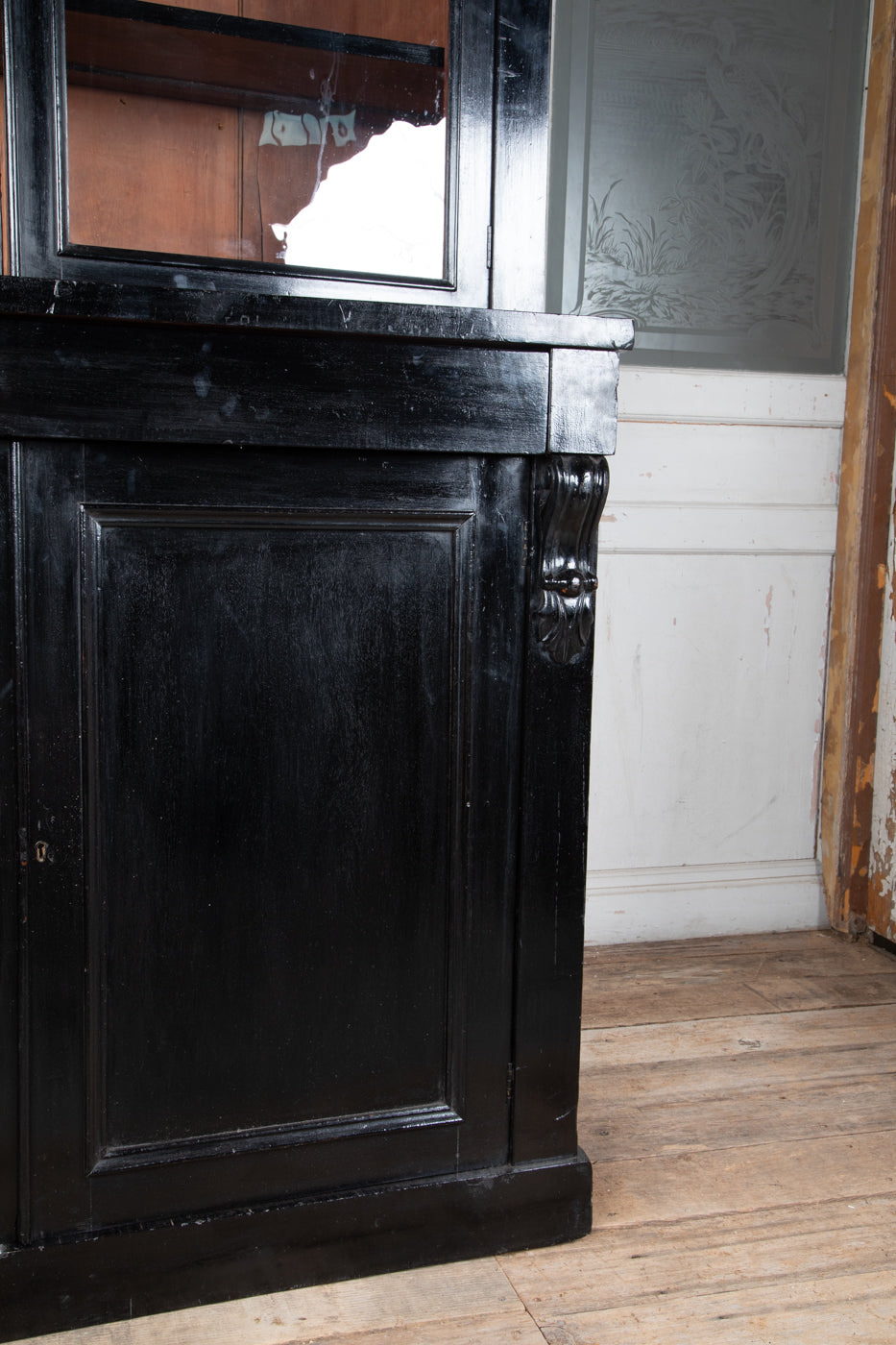 Victorian Ebonized Glazed Bookcase