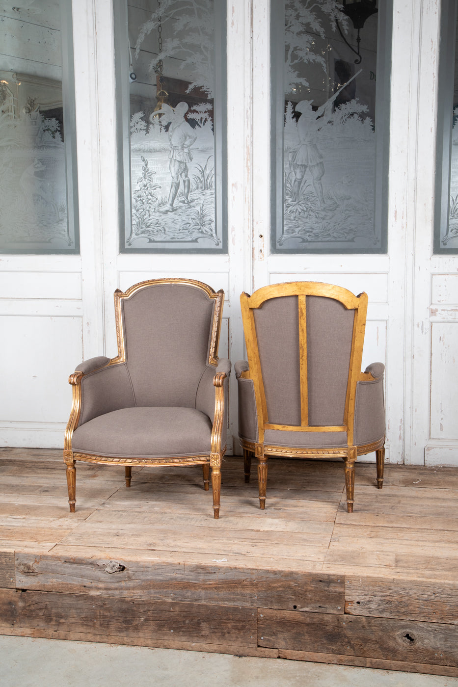 Louis XVI Style Gilt Bergere Armchair