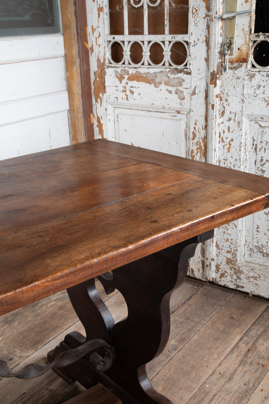 Table with Heart Carving and Iron Stretcher