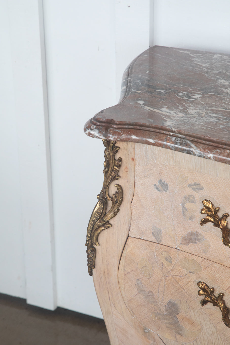 French Bleached Serpentine Commode with Marble Top