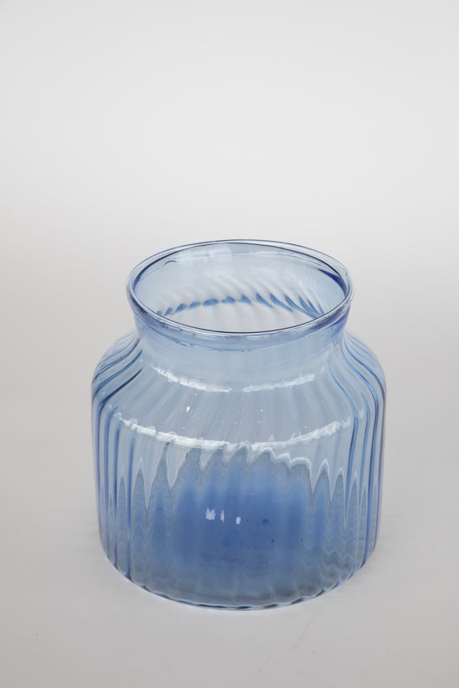 Blue Glass Jar - Short with 6" Opening