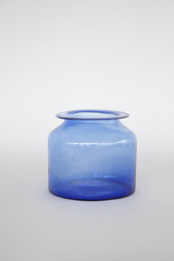 Blue Glass Jar - Short with 6" Opening