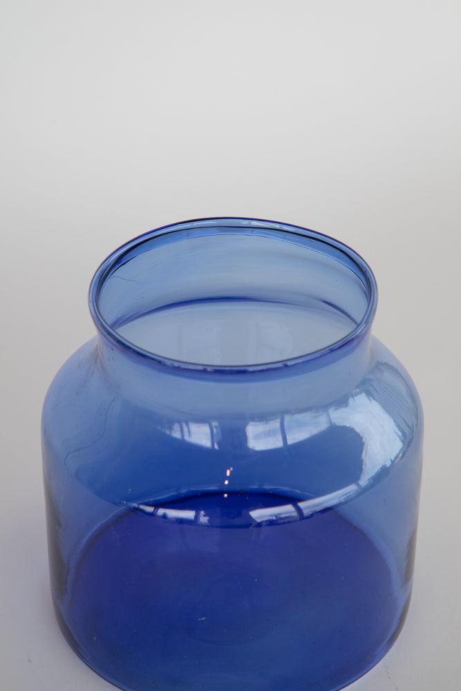 Blue Glass Jar - Short with 6" Opening