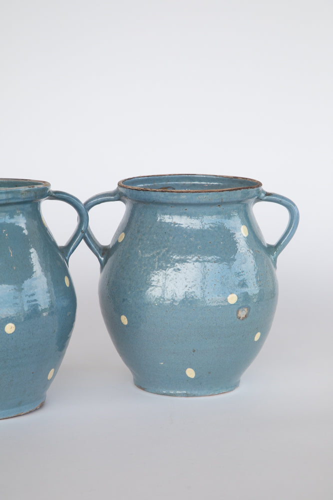 Blue Terra Cotta Pot with 2 Handles