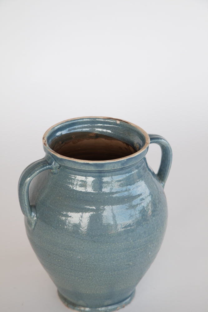 Blue Terra Cotta Pot with 2 Handles