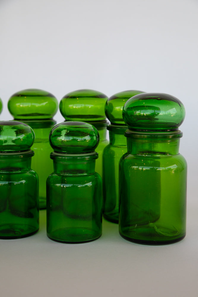 Green Glass Jar with Bulb Top and Seal