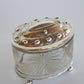 Glass and Silver Biscuit Box with Queen Victoria Stamp