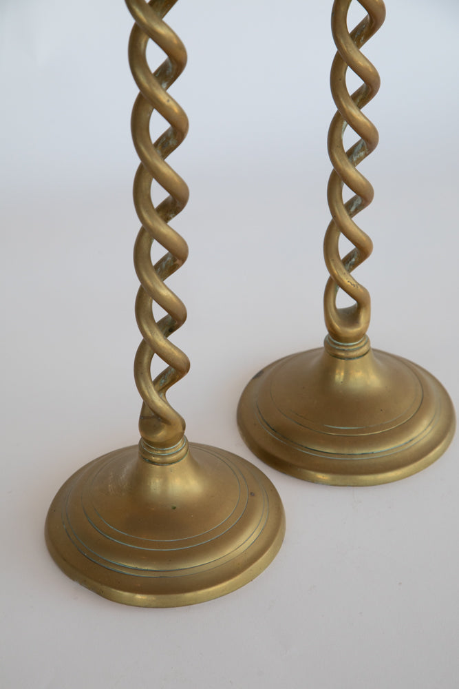 Brass Open Twist Candlesticks - Sold Individually