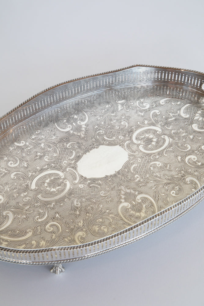 Silver Plated Tray with Feet UK 1900