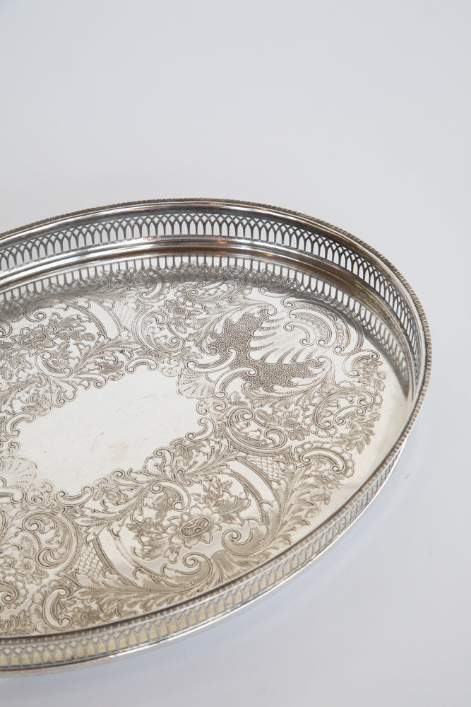 Silver Plate Galleried Serving Tray - Various