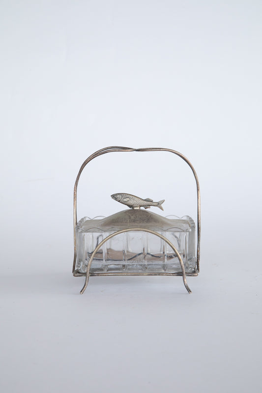 Glass and Silver Plate Sardine Server