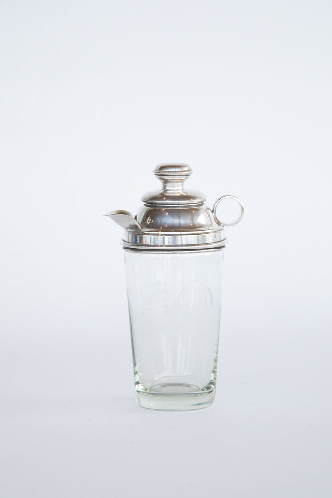 Glass and Silver Plate Cocktail Shaker UK 1910