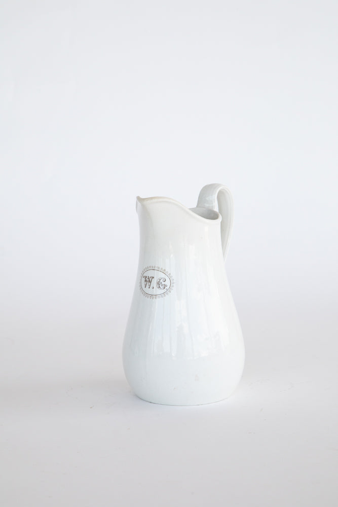 Ironstone Jug with initials WG