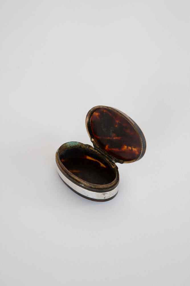 Faux Tortoise Shell Box with Silver Inlay