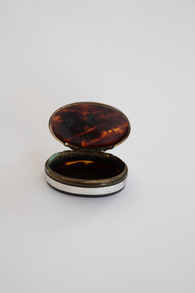 Faux Tortoise Shell Box with Silver Inlay