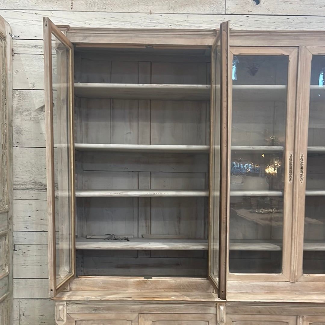 French Walnut China Cabinet with Glass Doors - The White Barn Antiques