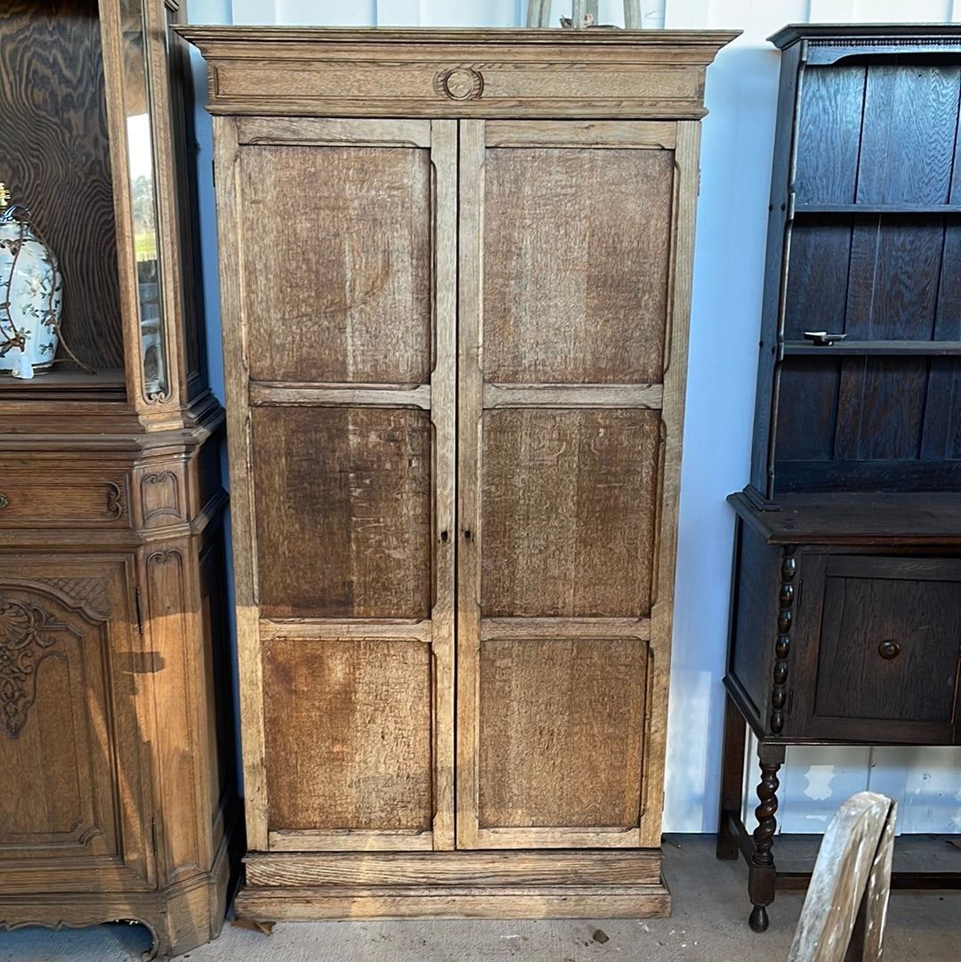 Oak File Cabinet Bleached with Doors and Compartments - The White Barn Antiques