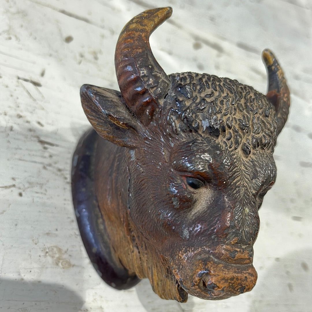 Bronze Bull Ink Pot. - The White Barn Antiques