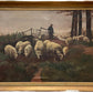 Oil on Canvas - Farmer and his Sheep - The White Barn Antiques